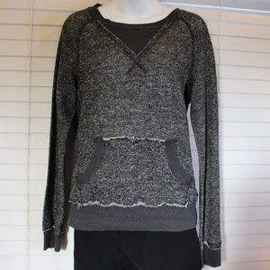 Miken Crew Raw Edge Marled B&W w Gray Sweatshirt M